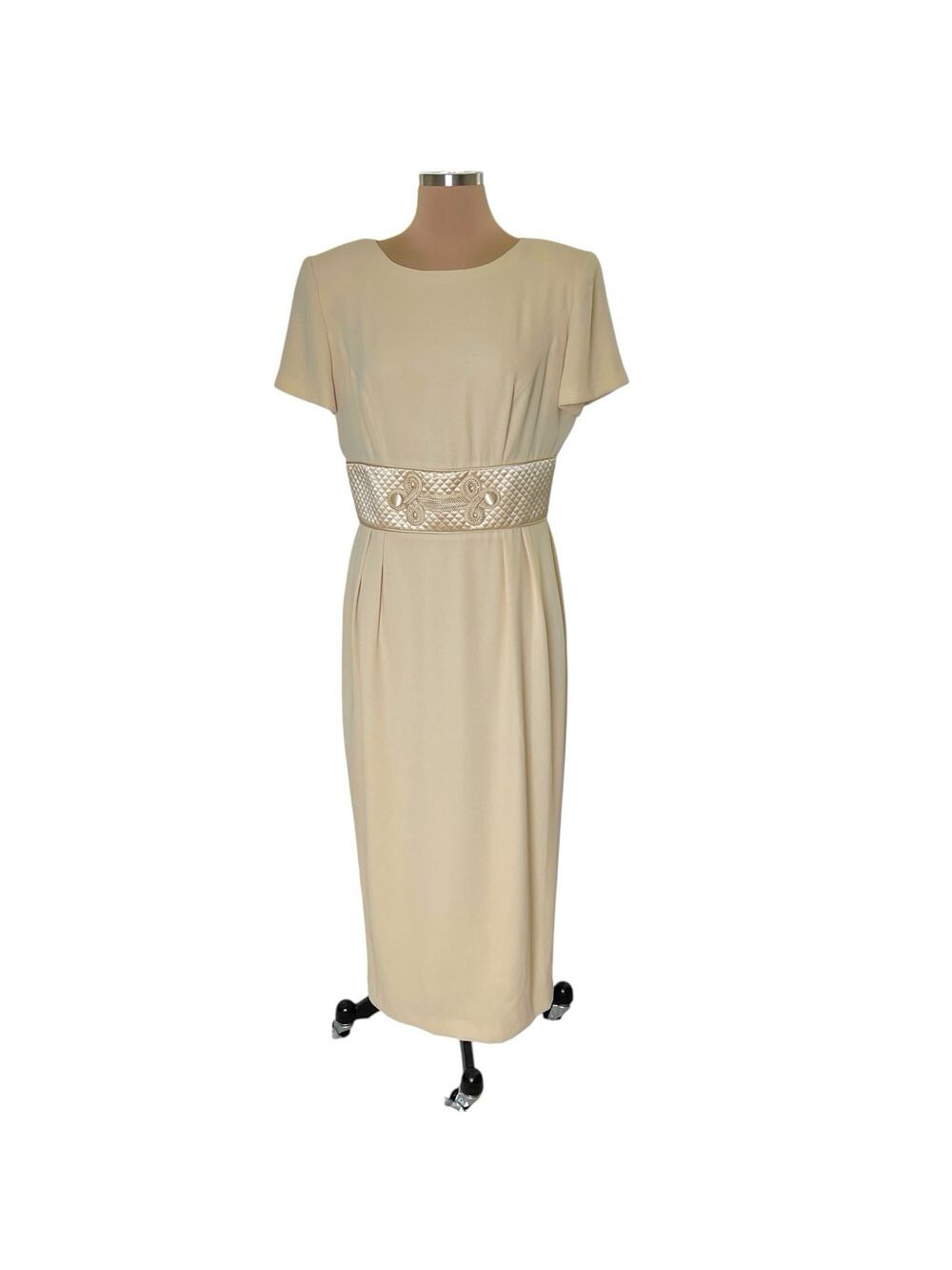 Donna Morgan Maxi Dress Size 12 Mother of Bride Formal Cocktail Dinner Beige
